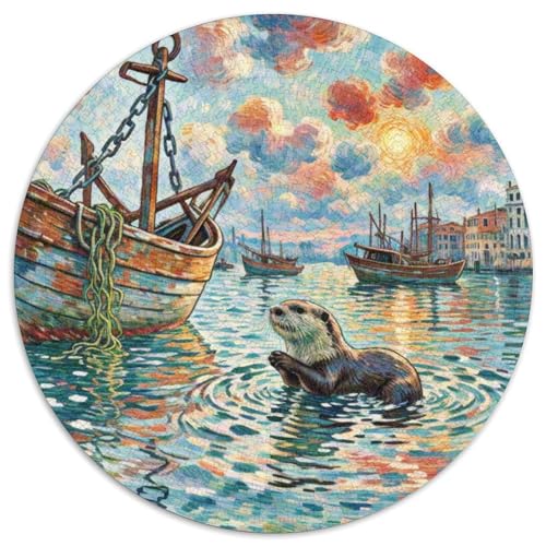 Otter Mit 1000 Teilen Puzzle Tiere Rundes Puzzle Geeignet Ab 12 Jahren Pädagogisches Für Erwachsene Kinder Buntes Tier Geschenke 1000pcs (67.5x67.5cm) von OJASDBDJE
