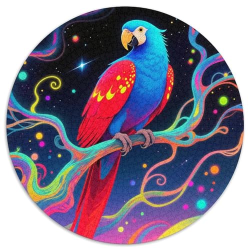 Papagei 1000 Teile Puzzle Vogel Runde Kreispuzzles Für Erwachsene Und Kinder Pädagogisches Für Erwachsene Kinder Buntes Tier Stressabbau-Spielzeug 1000pcs (67.5x67.5cm) von OJASDBDJE