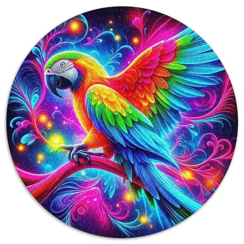 Papagei 1000 Teile Puzzles Vogel Rundes Puzzle Für Erwachsene Und Kinder Pädagogisches Für Erwachsene Kinder Buntes Tier Geschenke 1000pcs (67.5x67.5cm) von OJASDBDJE
