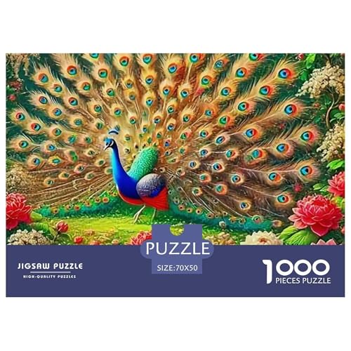 Pfauen 1000 Teile Puzzle Tier Für Die Ganze Familie Herausforderung Premium-Qualität Spielzeug Lernspiel 70x50cm/1000pcs von OJASDBDJE
