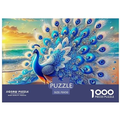Pfauen 1000 Teile Puzzle Tier Für Kinder Ab 12 Jahren Herausforderung Premium-Qualität Spaß Lernspiel 70x50cm/1000pcs von OJASDBDJE