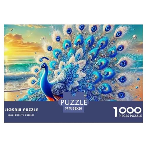 Pfauen 1000 Teile Puzzle Tier Geschenke Für Frauen/Männer Entspannend Detailreich Spaß Lernspiel 38x26cm/1000pcs von OJASDBDJE