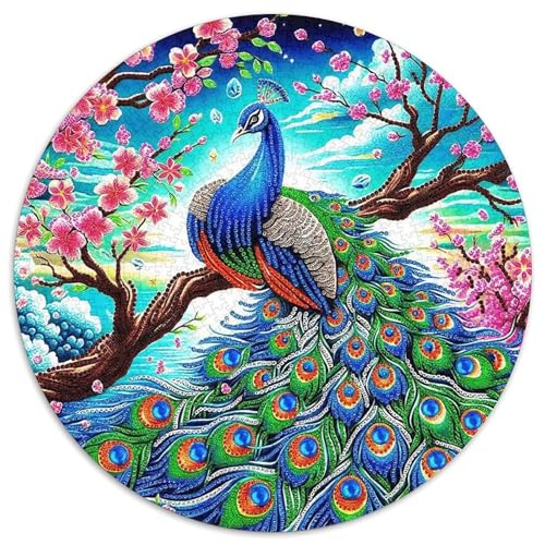 Pfauen 1000 Teile Puzzles Circular Puzzles Für Erwachsene Und Kinder Pädagogisches Für Erwachsene Kinder Buntes Tier Geschenke 1000pcs (67.5x67.5cm) von OJASDBDJE