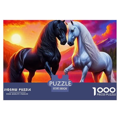 Pferd 1000 Teile Puzzle Tier Für Die Ganze Familie Entspannend Detailreich Spaß Lernspiel 38x26cm/1000pcs von OJASDBDJE