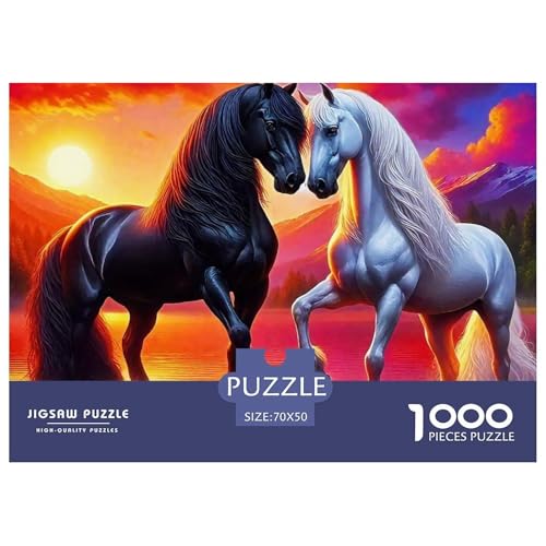 Pferd 1000 Teile Puzzle Tier Für Die Ganze Familie Entspannend Premium-Qualität Spielzeug Lernspiel 70x50cm/1000pcs von OJASDBDJE