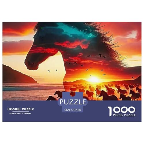 Pferd 1000 Teile Puzzle Tier Für Die Ganze Familie Herausforderung Detailreich Spaß Lernspiel 70x50cm/1000pcs von OJASDBDJE