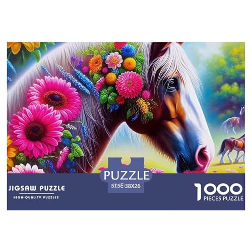Pferd 1000 Teile Puzzle Tier Für Die Ganze Familie Herausforderung Detailreich Spielzeug Lernspiel 38x26cm/1000pcs von OJASDBDJE