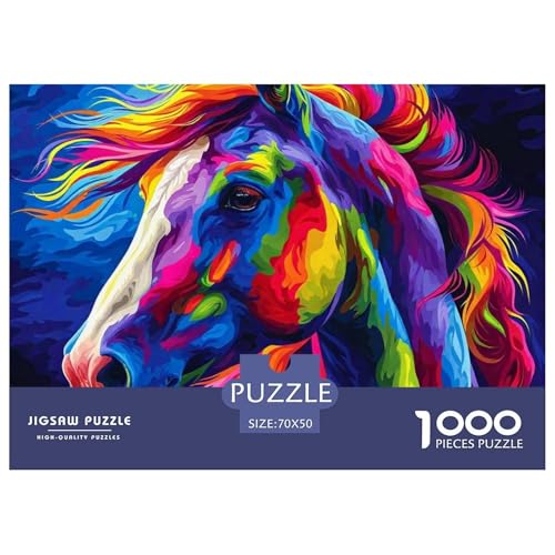 Pferd 1000 Teile Puzzle Tier Für Die Ganze Familie Herausforderung Detailreich Spielzeug Lernspiel 70x50cm/1000pcs von OJASDBDJE