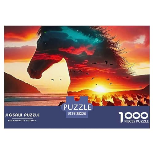 Pferd 1000 Teile Puzzle Tier Geschenke Für Frauen/Männer Entspannend Detailreich Spielzeug Lernspiel 38x26cm/1000pcs von OJASDBDJE