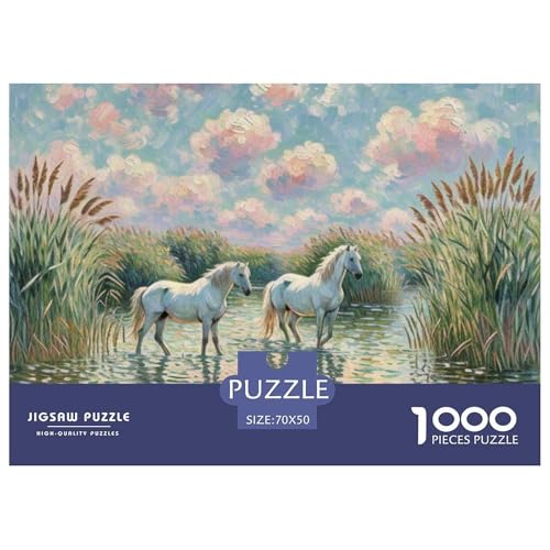 Pferd 1000 Teile Puzzle Tiere Für Die Ganze Familie Herausforderung Detailreich Spaß Lernspiel 70x50cm/1000pcs von OJASDBDJE