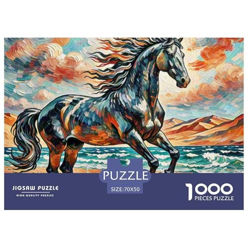 Pferd 1000 Teile Puzzle Tiere Für Die Ganze Familie Herausforderung Detailreich Spaß Lernspiel 70x50cm/1000pcs von OJASDBDJE