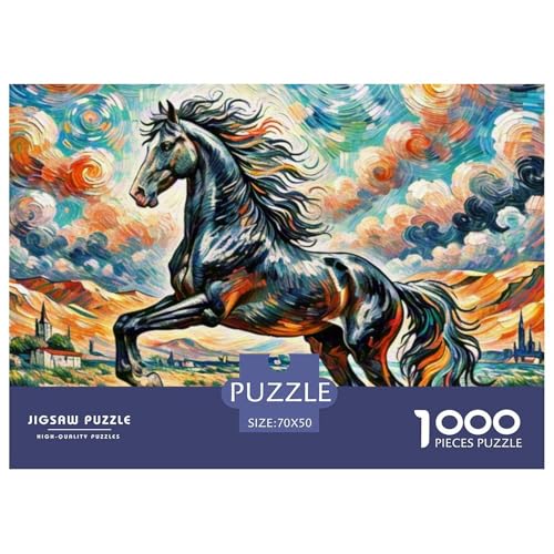 Pferd 1000 Teile Puzzle Tiere Für Kinder Ab 12 Jahren Entspannend Detailreich Spielzeug Lernspiel 70x50cm/1000pcs von OJASDBDJE