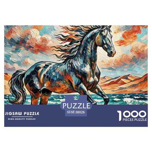 Pferd 1000 Teile Puzzle Tiere Geschenke Für Frauen/Männer Entspannend Detailreich Spaß Lernspiel 38x26cm/1000pcs von OJASDBDJE