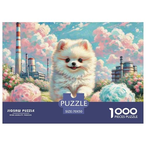 Pommern 1000 Teile Puzzle Haustier Hund Für Die Ganze Familie Herausforderung Premium-Qualität Spaß Lernspiel 70x50cm/1000pcs von OJASDBDJE