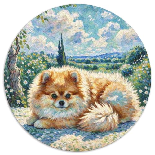 Pommern 1000 Teile Puzzle Haustier Hund Runde Kreispuzzles Für Erwachsene Und Kinder Pädagogisches Für Erwachsene Kinder Buntes Tier Stressabbau-Spielzeug 1000pcs (67.5x67.5cm) von OJASDBDJE