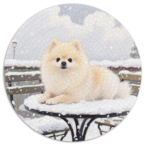 Pommern 1000 Teile Puzzle Tierhund Rundes Puzzle Geeignet Ab 12 Jahren Pädagogisches Für Erwachsene Kinder Buntes Tier Stressabbau-Spielzeug 1000pcs (67.5x67.5cm) von OJASDBDJE