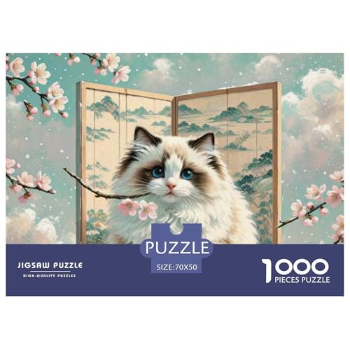 Ragdoll 1000 Teile Puzzle Pet Katze Für Die Ganze Familie Herausforderung Detailreich Spaß Lernspiel 70x50cm/1000pcs von OJASDBDJE