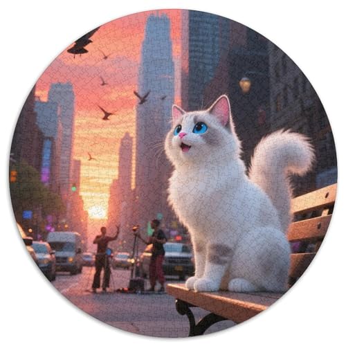 Ragdoll Katze Mit 1000 Teilen Puzzles Tiere Runde Kreispuzzles Für Erwachsene Und Kinder Pädagogisches Für Erwachsene Kinder Buntes Tier Geschenke 1000pcs (67.5x67.5cm) von OJASDBDJE