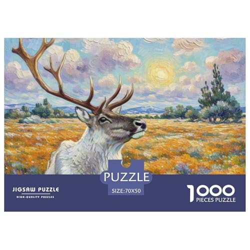 Rentiere 1000 Teile Puzzle Tiere Geschenke Für Frauen/Männer Entspannend Premium-Qualität Spielzeug Lernspiel 70x50cm/1000pcs von OJASDBDJE