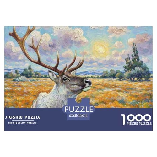 Rentiere 1000 Teile Puzzle Tiere Geschenke Für Frauen/Männer Herausforderung Detailreich Spaß Lernspiel 38x26cm/1000pcs von OJASDBDJE