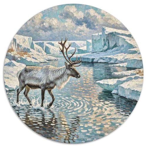 Rentiere 1000 Teile Puzzle Tiere Rund Puzzle Geeignet Ab 12 Jahren Pädagogisches Für Erwachsene Kinder Buntes Tier Geschenke 1000pcs (67.5x67.5cm) von OJASDBDJE