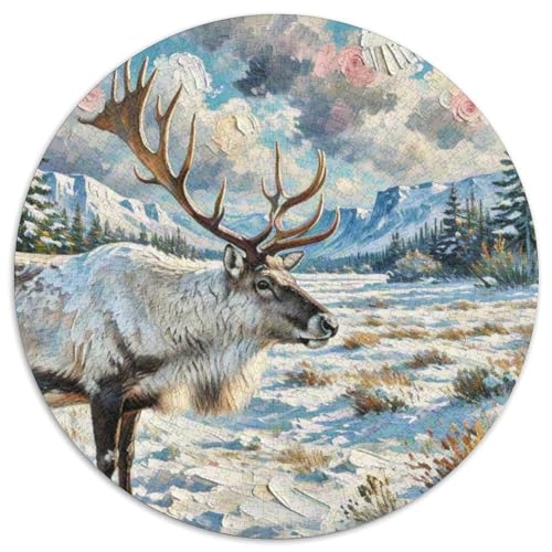 Rentiere Mit 1000 Teilen Puzzle Tiere Circular Puzzle Für Erwachsene Und Kinder Pädagogisches Für Erwachsene Kinder Buntes Tier Geschenke 1000pcs (67.5x67.5cm) von OJASDBDJE