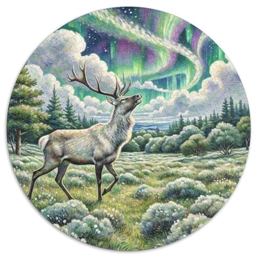 Rentiere Mit 1000 Teilen Puzzles Tiere Rund Puzzle Für Erwachsene Und Kinder Pädagogisches Für Erwachsene Kinder Buntes Tier Geschenke 1000pcs (67.5x67.5cm) von OJASDBDJE