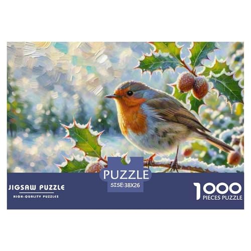 Robin 1000 Teile Puzzle Vogel Für Die Ganze Familie Entspannend Detailreich Spaß Pädagogisches Spiel 38x26cm/1000pcs von OJASDBDJE
