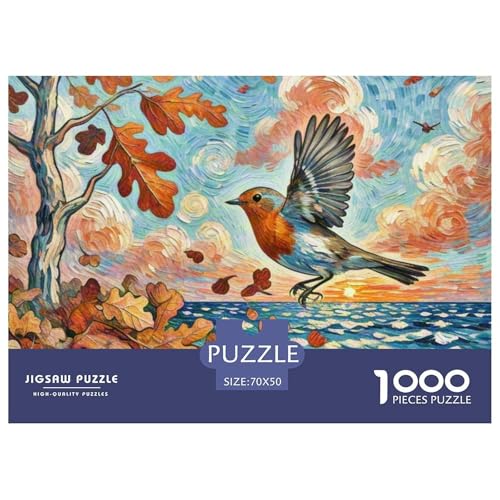 Robin 1000 Teile Puzzle Vogel Für Die Ganze Familie Herausforderung Detailreich Spaß Lernspiel 70x50cm/1000pcs von OJASDBDJE