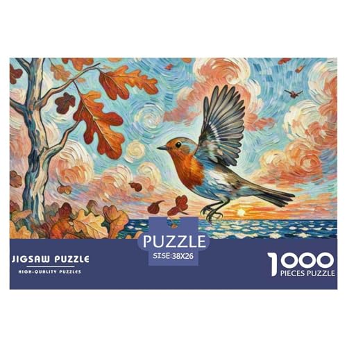Robin 1000 Teile Puzzle Vogel Geschenke Für Frauen/Männer Herausforderung Detailreich Spaß Lernspiel 38x26cm/1000pcs von OJASDBDJE