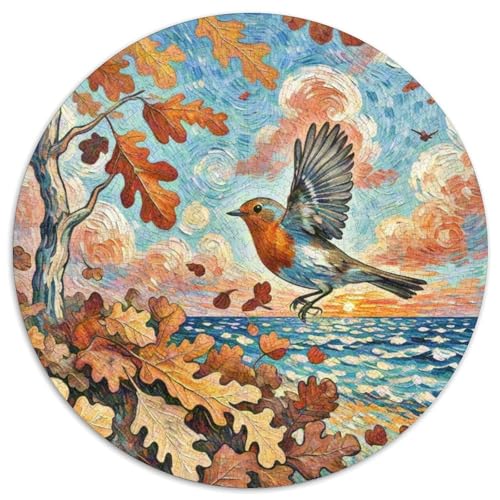 Robin Mit 1000 Teilen Puzzle Vogel Rundes Puzzle Für Erwachsene Und Kinder Pädagogisches Für Erwachsene Kinder Buntes Tier Geschenke 1000pcs (67.5x67.5cm) von OJASDBDJE