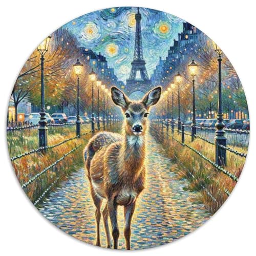 Roe Hirsch Mit 1000 Teilen Puzzle Tiere Runde Kreispuzzles Geeignet Ab 12 Jahren Pädagogisches Für Erwachsene Kinder Buntes Tier Stressabbau-Spielzeug 1000pcs (67.5x67.5cm) von OJASDBDJE