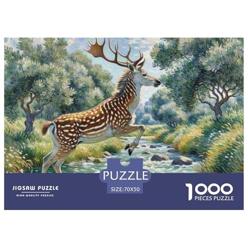 Roter Hirsch 1000 Teile Puzzles Tiere Für Kinder Ab 12 Jahren Entspannend Detailreich Spaß Pädagogisches Spiel 70x50cm/1000pcs von OJASDBDJE