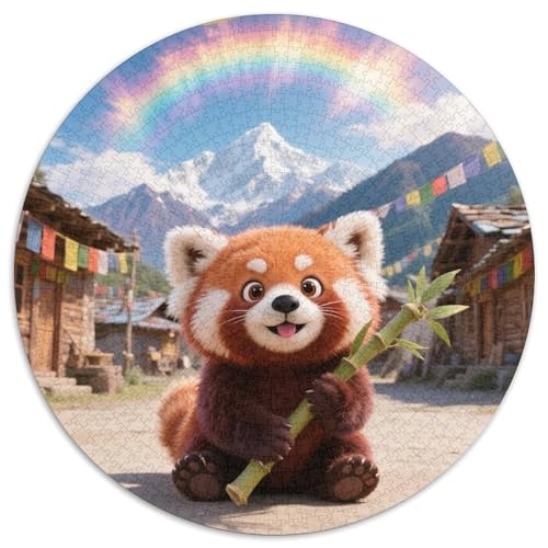 Roter Panda 1000 Teile Puzzles Tiere Rundes Puzzle Für Erwachsene Und Kinder Pädagogisches Für Erwachsene Kinder Buntes Tier Geschenke 1000pcs (67.5x67.5cm) von OJASDBDJE