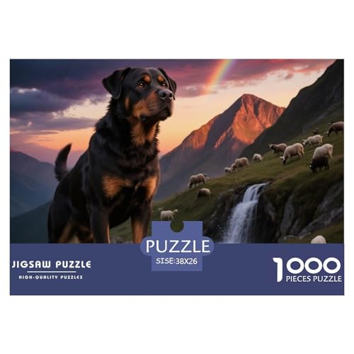 Rottweiler 1000 Teile Puzzle Haustier Hund Für Kinder Ab 12 Jahren Entspannend Detailreich Spielzeug Lernspiel 38x26cm/1000pcs von OJASDBDJE