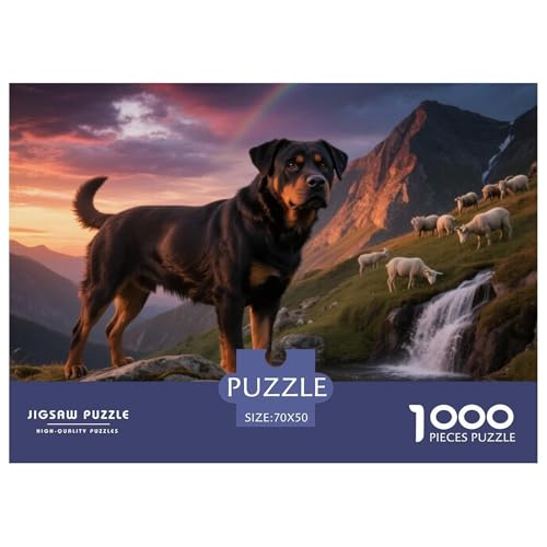 Rottweiler 1000 Teile Puzzle Haustier Hund Für Kinder Ab 12 Jahren Entspannend Premium-Qualität Spielzeug Lernspiel 70x50cm/1000pcs von OJASDBDJE