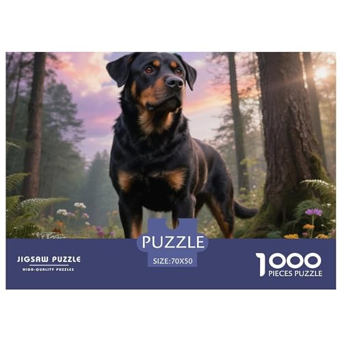Rottweiler 1000 Teile Puzzle Haustier Hund Geschenke Für Frauen/Männer Entspannend Detailreich Spaß Pädagogisches Spiel 70x50cm/1000pcs von OJASDBDJE