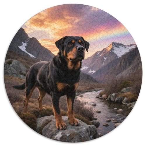 Rottweiler 1000 Teile Puzzle Haustier Hund Rund Puzzle Für Erwachsene Und Kinder Pädagogisches Für Erwachsene Kinder Buntes Tier Geschenke 1000pcs (67.5x67.5cm) von OJASDBDJE