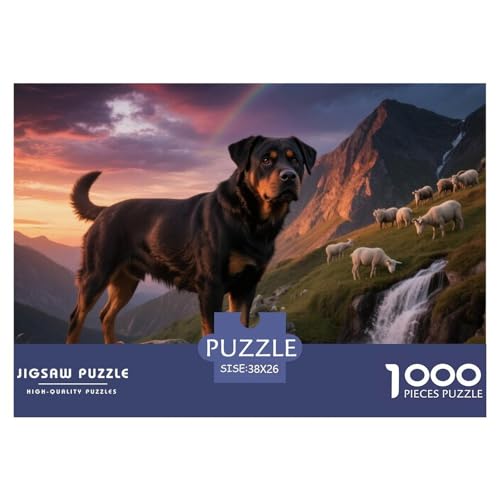 Rottweiler 1000 Teile Puzzles Haustier Hund Für Kinder Ab 12 Jahren Entspannend Detailreich Spielzeug Lernspiel 38x26cm/1000pcs von OJASDBDJE