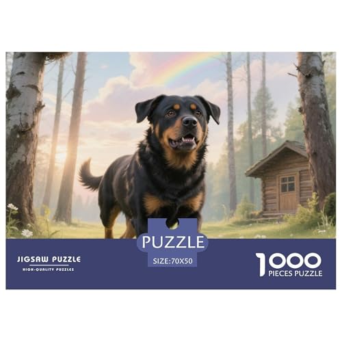 Rottweiler 1000 Teile Puzzles Haustier Hund Für Kinder Ab 12 Jahren Entspannend Detailreich Spielzeug Lernspiel 70x50cm/1000pcs von OJASDBDJE
