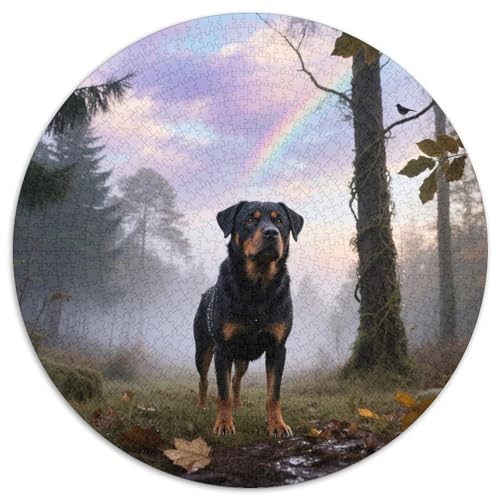 Rottweiler 1000 Teile Puzzles Haustier Hund Runde Kreispuzzles Für Erwachsene Und Kinder Pädagogisches Für Erwachsene Kinder Buntes Tier Geschenke 1000pcs (67.5x67.5cm) von OJASDBDJE