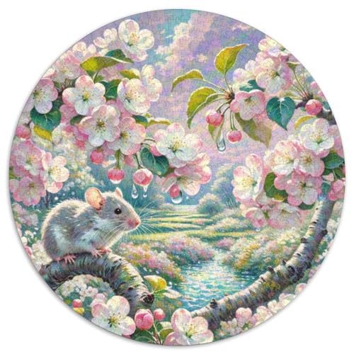 Schlafmaus 1000 Teile Puzzle Tiere Runde Kreispuzzles Für Erwachsene Und Kinder Pädagogisches Für Erwachsene Kinder Buntes Tier Stressabbau-Spielzeug 1000pcs (67.5x67.5cm) von OJASDBDJE