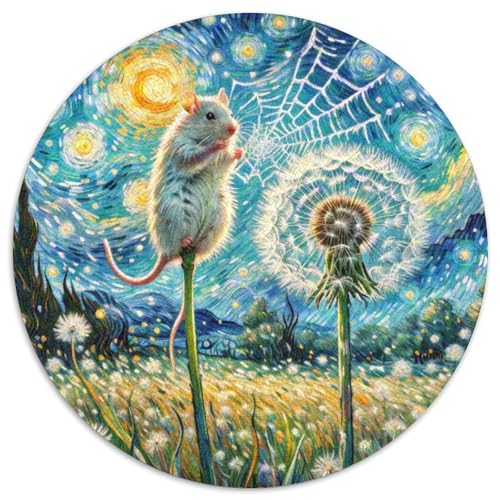 Schlafmaus Mit 1000 Teilen Puzzles Tiere Rundes Puzzle Geeignet Ab 12 Jahren Pädagogisches Für Erwachsene Kinder Buntes Tier Geschenke 1000pcs (67.5x67.5cm) von OJASDBDJE