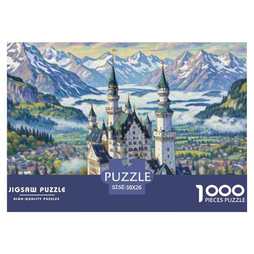 Schloss Neuschwanstein 1000 Teile Puzzle Architektur Für Die Ganze Familie Herausforderung Detailreich Spielzeug Pädagogisches Spiel 38x26cm/1000pcs von OJASDBDJE