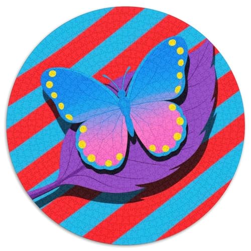 Schmetterling Mit 1000 Teilen Puzzles Insekten Rund Puzzle Geeignet Ab 12 Jahren Pädagogisches Für Erwachsene Kinder Buntes Tier Geschenke 1000pcs (67.5x67.5cm) von OJASDBDJE