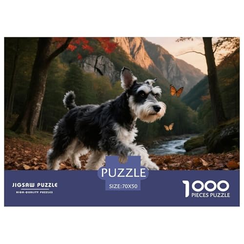 Schnauzer 1000 Teile Puzzle Haustier Hund Für Die Ganze Familie Entspannend Premium-Qualität Spielzeug Lernspiel 70x50cm/1000pcs von OJASDBDJE