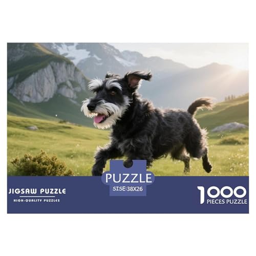 Schnauzer 1000 Teile Puzzle Haustier Hund Für Die Ganze Familie Herausforderung Premium-Qualität Spielzeug Lernspiel 38x26cm/1000pcs von OJASDBDJE