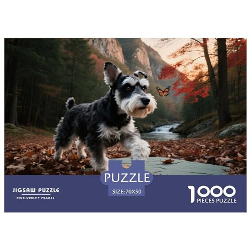 Schnauzer 1000 Teile Puzzle Haustier Hund Für Kinder Ab 12 Jahren Herausforderung Premium-Qualität Spielzeug Lernspiel 70x50cm/1000pcs von OJASDBDJE