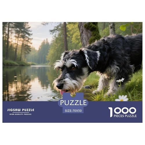 Schnauzer 1000 Teile Puzzle Haustier Hund Geschenke Für Frauen/Männer Herausforderung Premium-Qualität Spielzeug Lernspiel 70x50cm/1000pcs von OJASDBDJE