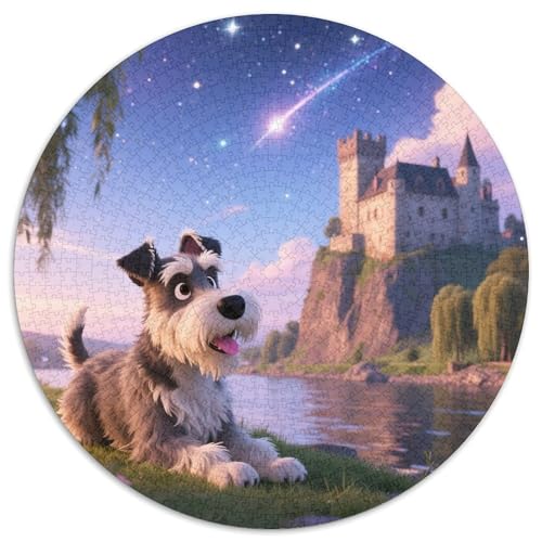 Schnauzer 1000 Teile Puzzle Tiere Runde Kreispuzzles Für Erwachsene Und Kinder Pädagogisches Für Erwachsene Kinder Buntes Tier Geschenke 1000pcs (67.5x67.5cm) von OJASDBDJE
